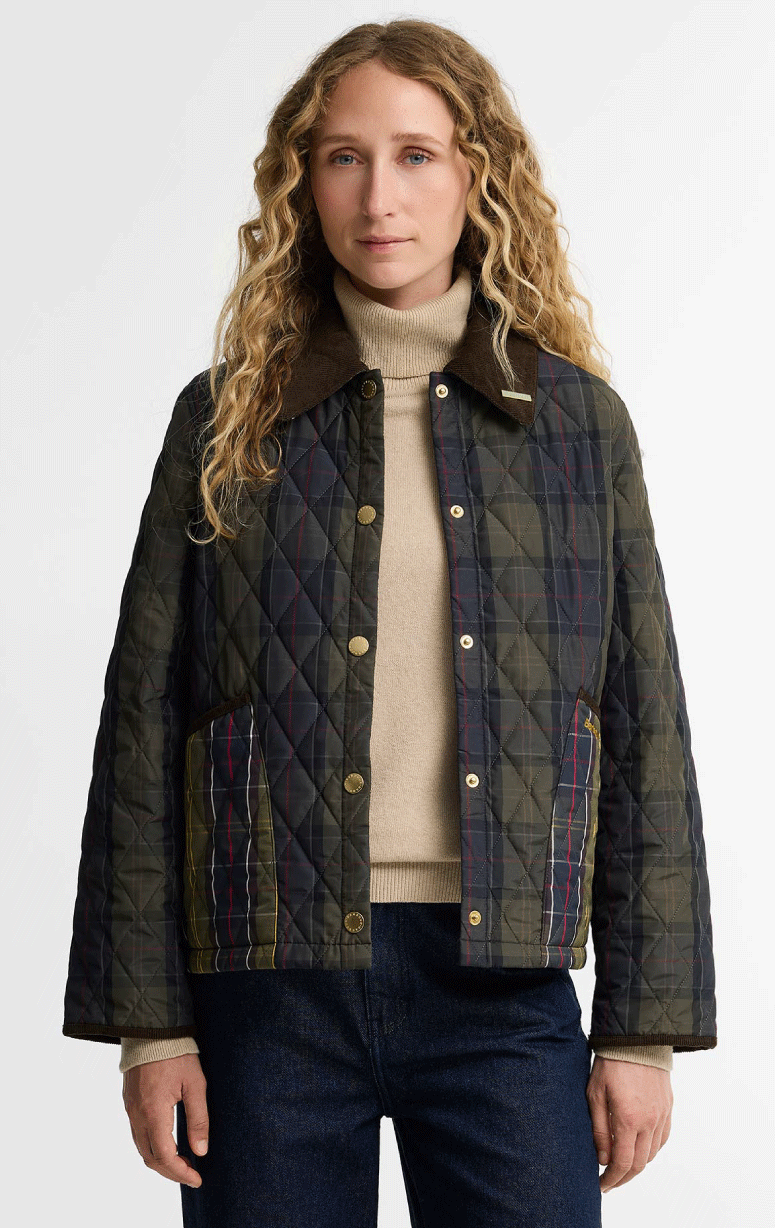 Barbour- Tartan Cropped Liddesdale Quilted Jacket