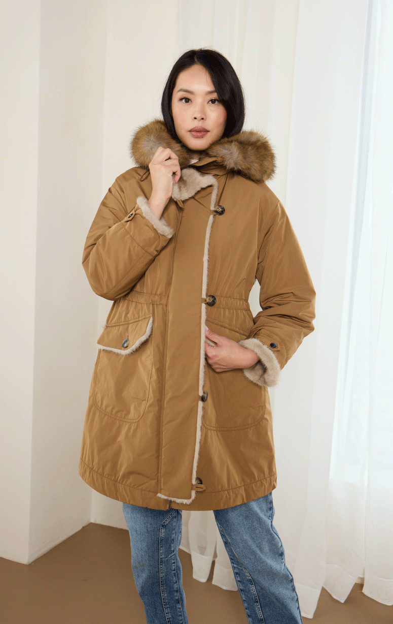 Violanti- Parka with Faux Fur Trim - Barrington's
