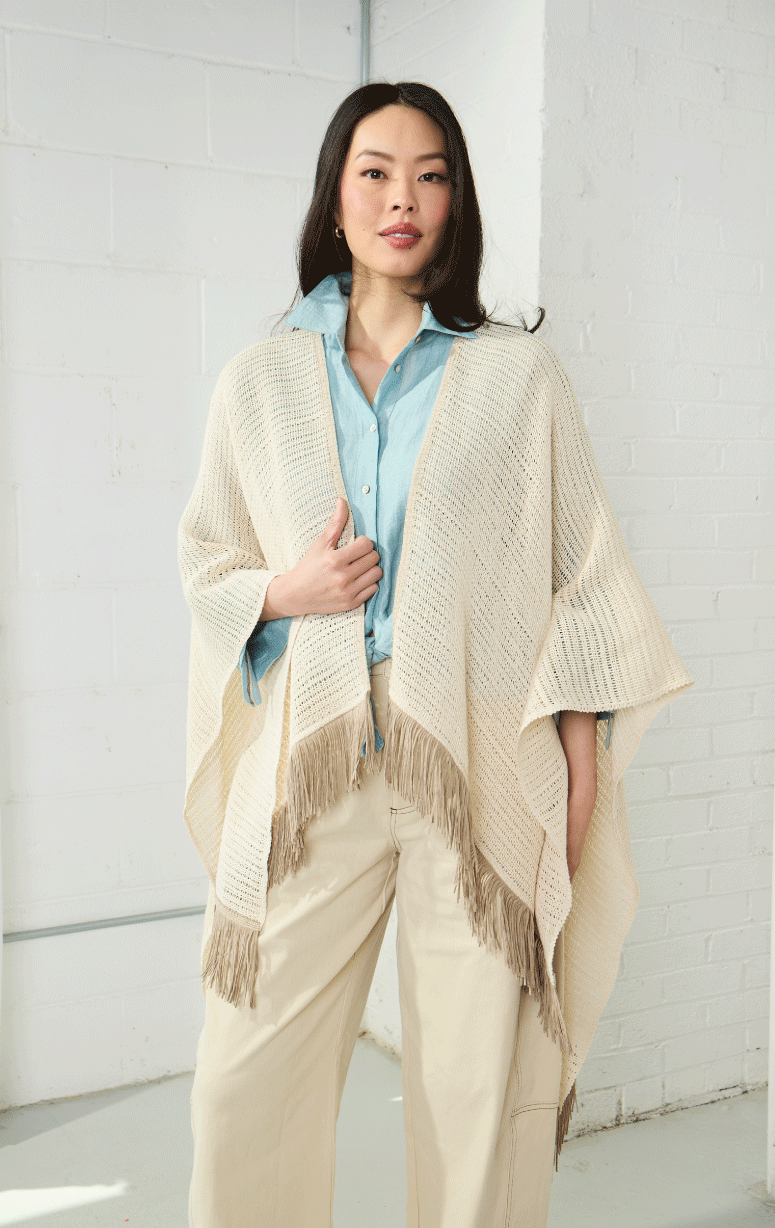 Gaynor- Knit Wrap with Fringe