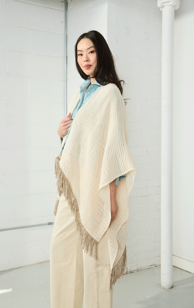 Gaynor- Knit Wrap with Fringe