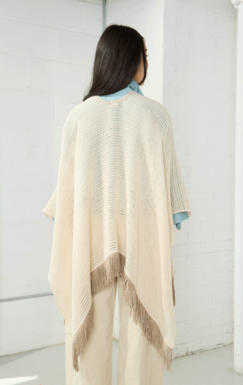 Gaynor- Knit Wrap with Fringe