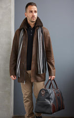 Barrington's - Men's Leather Jacket with Shearling